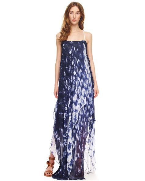 michael kors collectionfloral blue dress|Michael Kors maxi dress.